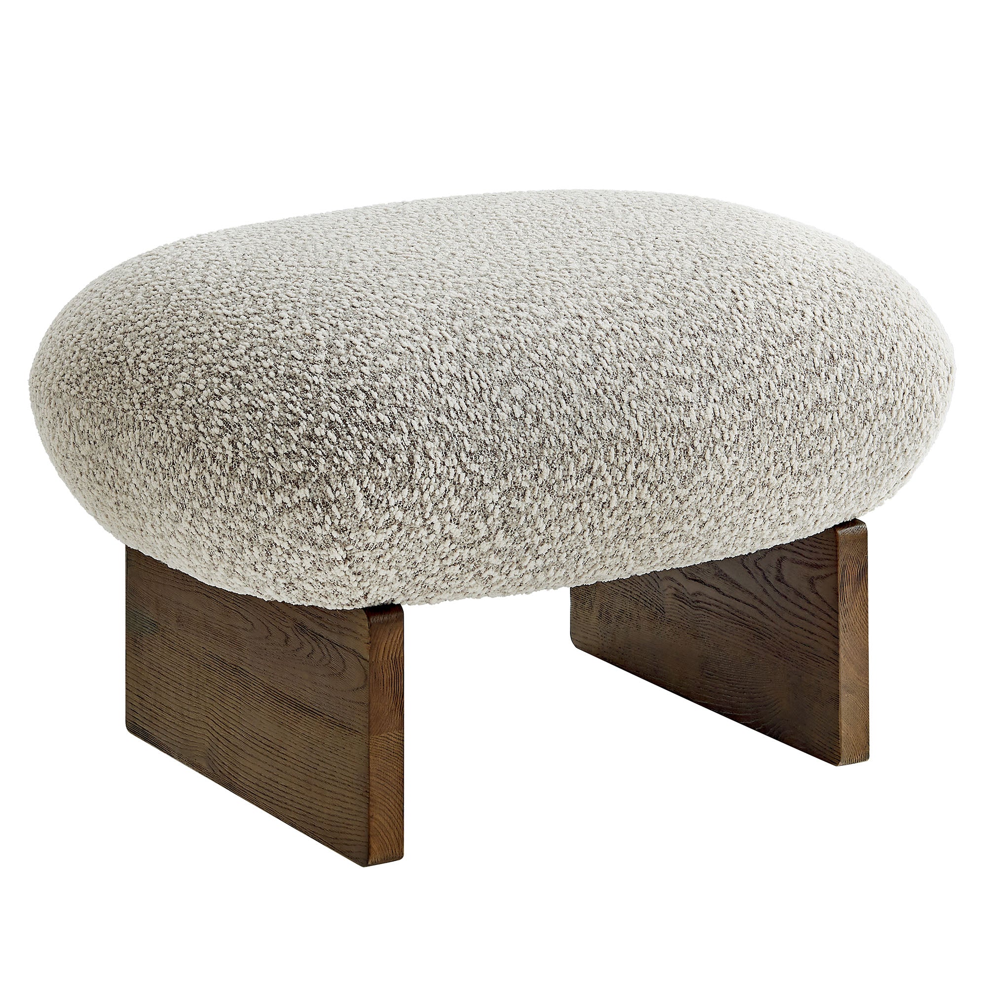 Loyal Boucle Fabric Accent Chair and Ottoman Set - River Rock Walnut