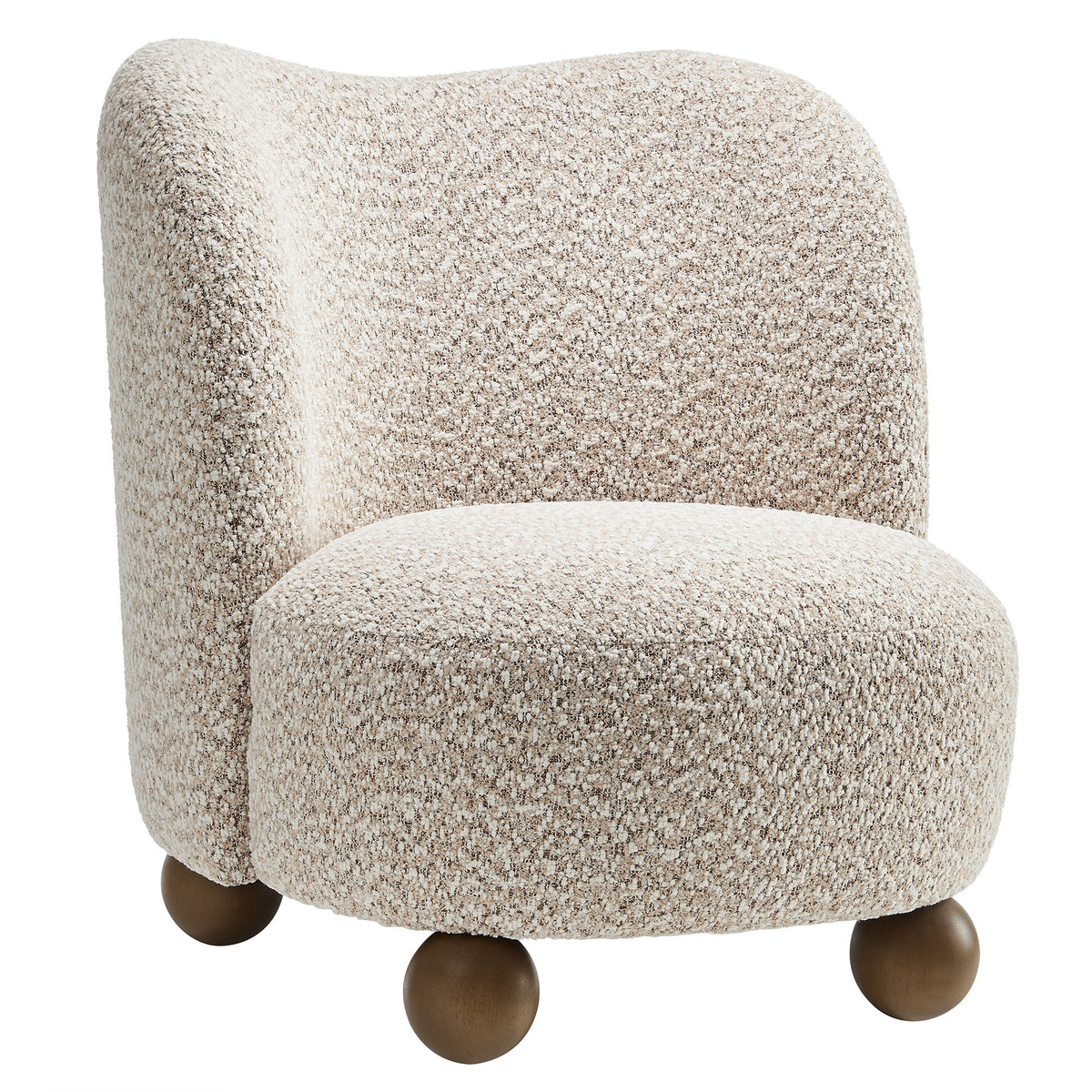 Monroe Boucle Fabric Accent Chair - Coral Walnut