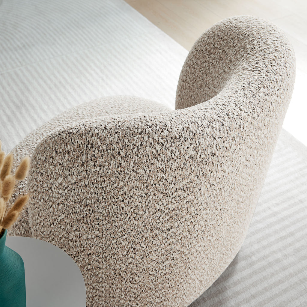 Monroe Boucle Fabric Accent Chair - Coral Walnut
