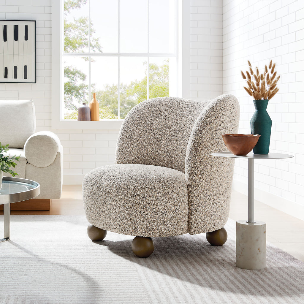 Monroe Boucle Fabric Accent Chair - Coral Walnut