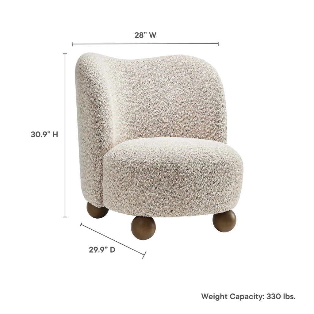 Monroe Boucle Fabric Accent Chair - Coral Walnut