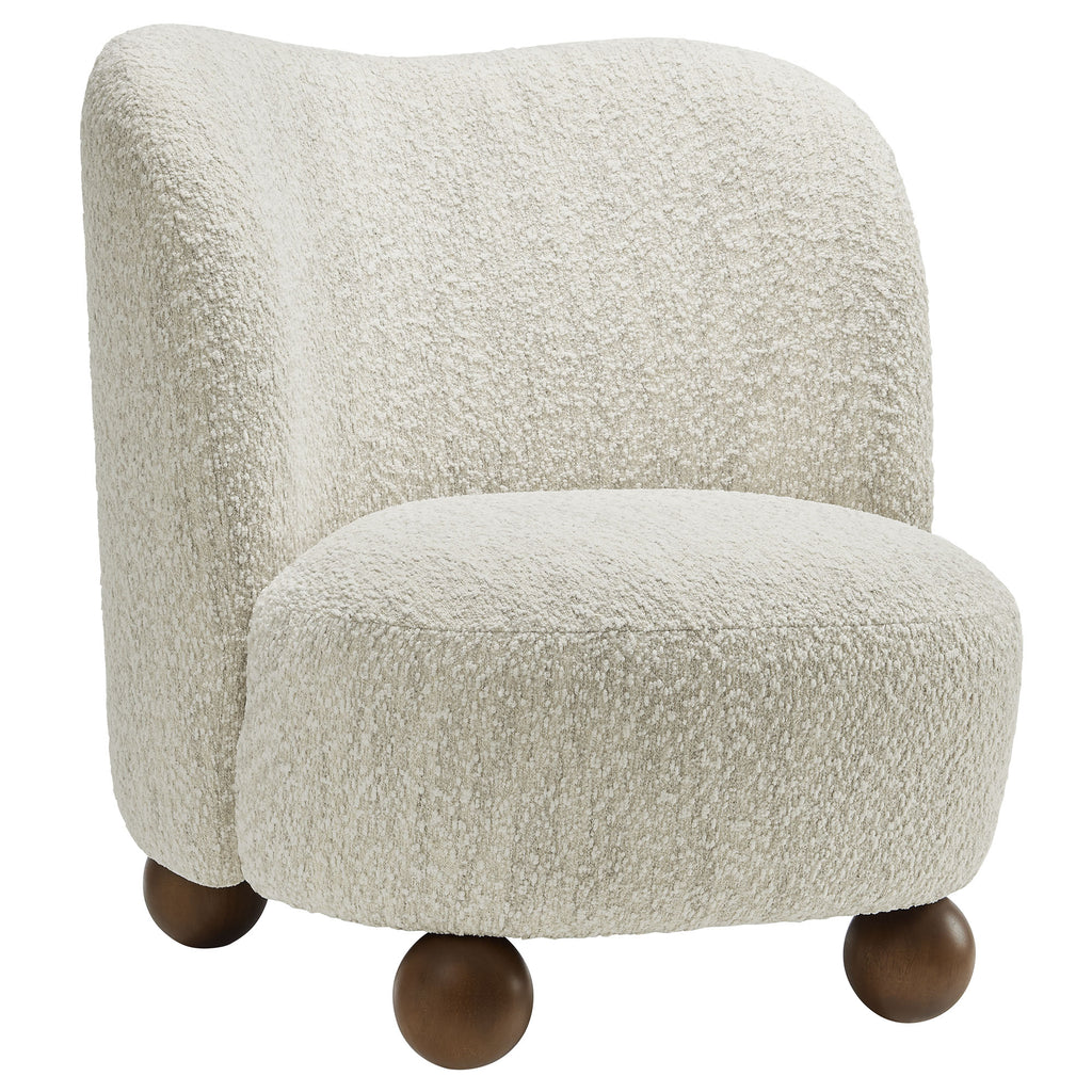 Monroe Boucle Fabric Accent Chair - Pearl Walnut