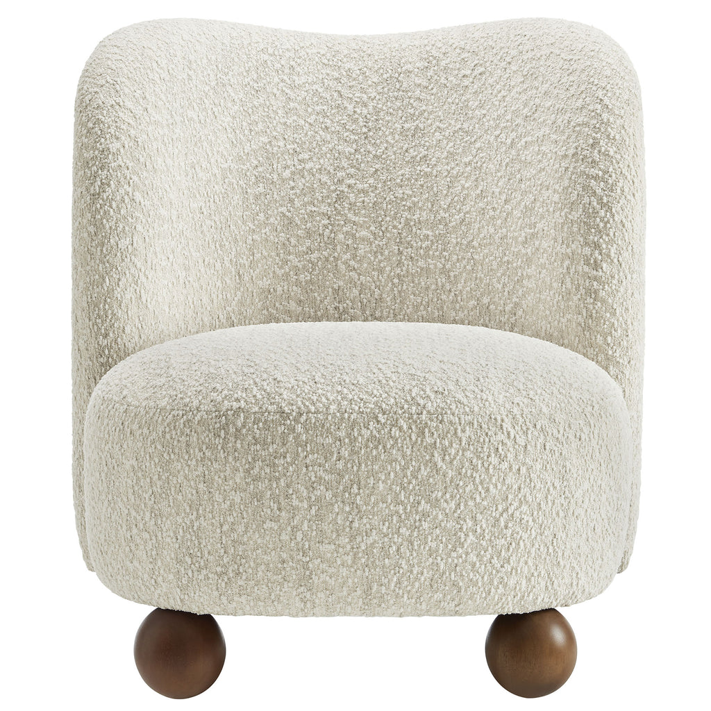 Monroe Boucle Fabric Accent Chair - Pearl Walnut
