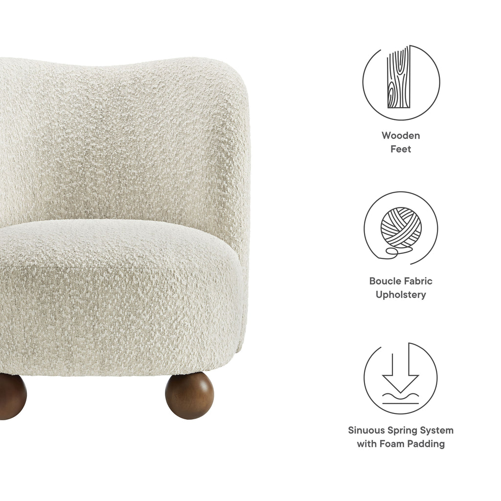 Monroe Boucle Fabric Accent Chair - Pearl Walnut