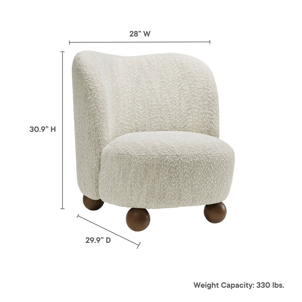 Monroe Boucle Fabric Accent Chair - Pearl Walnut