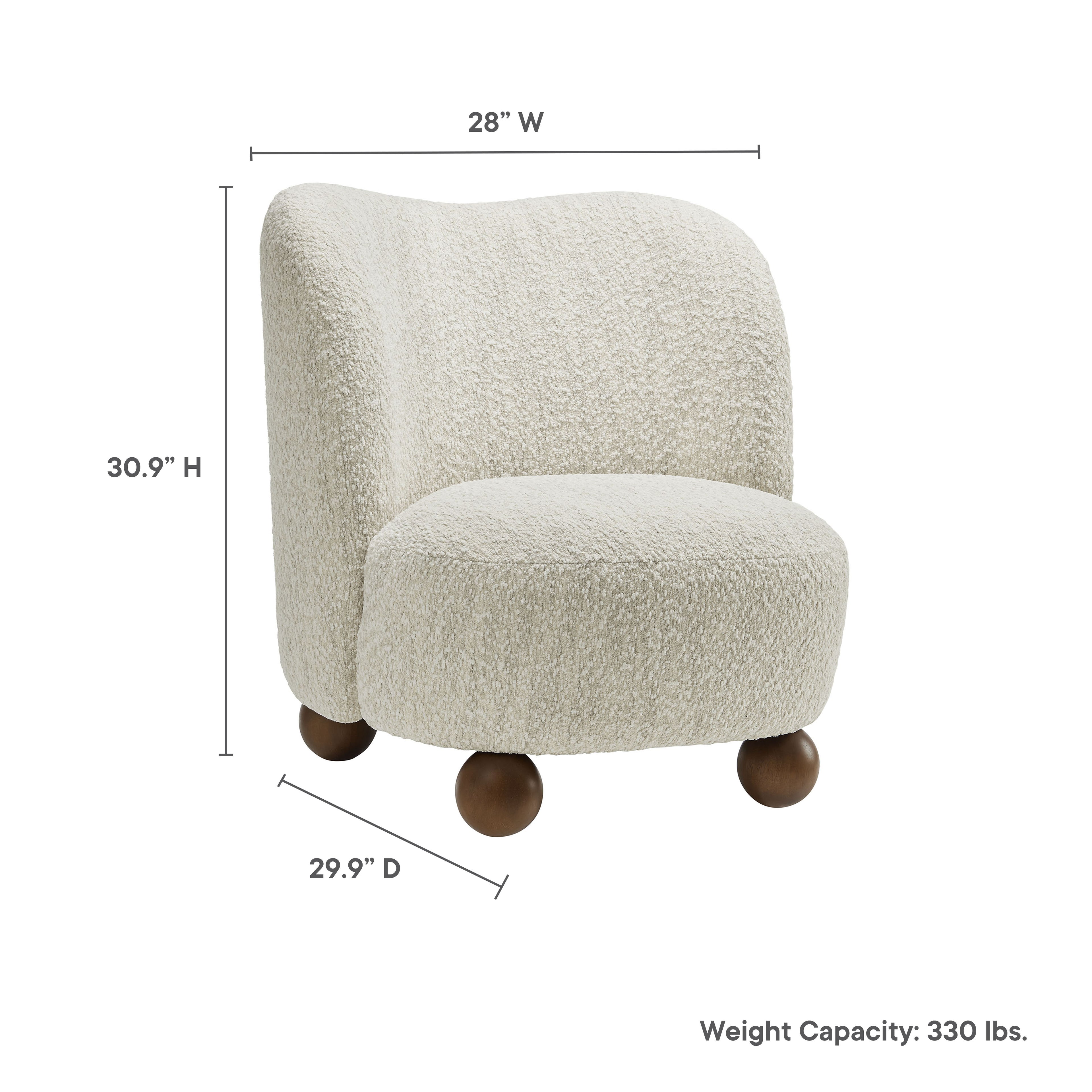 Monroe Boucle Fabric Accent Chair - Pearl Walnut