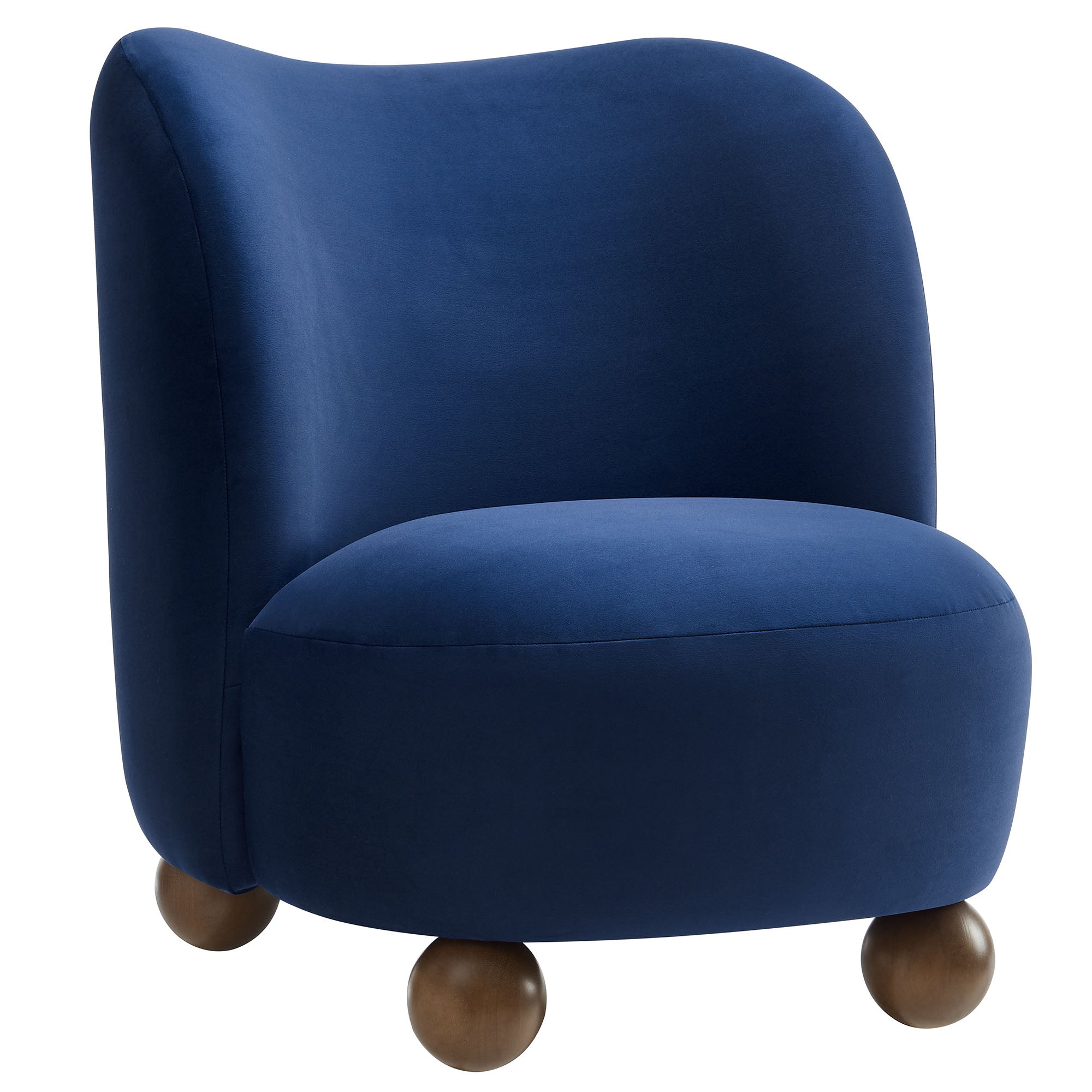 Monroe Performance Velvet Accent Chair - Midnight Blue Walnut