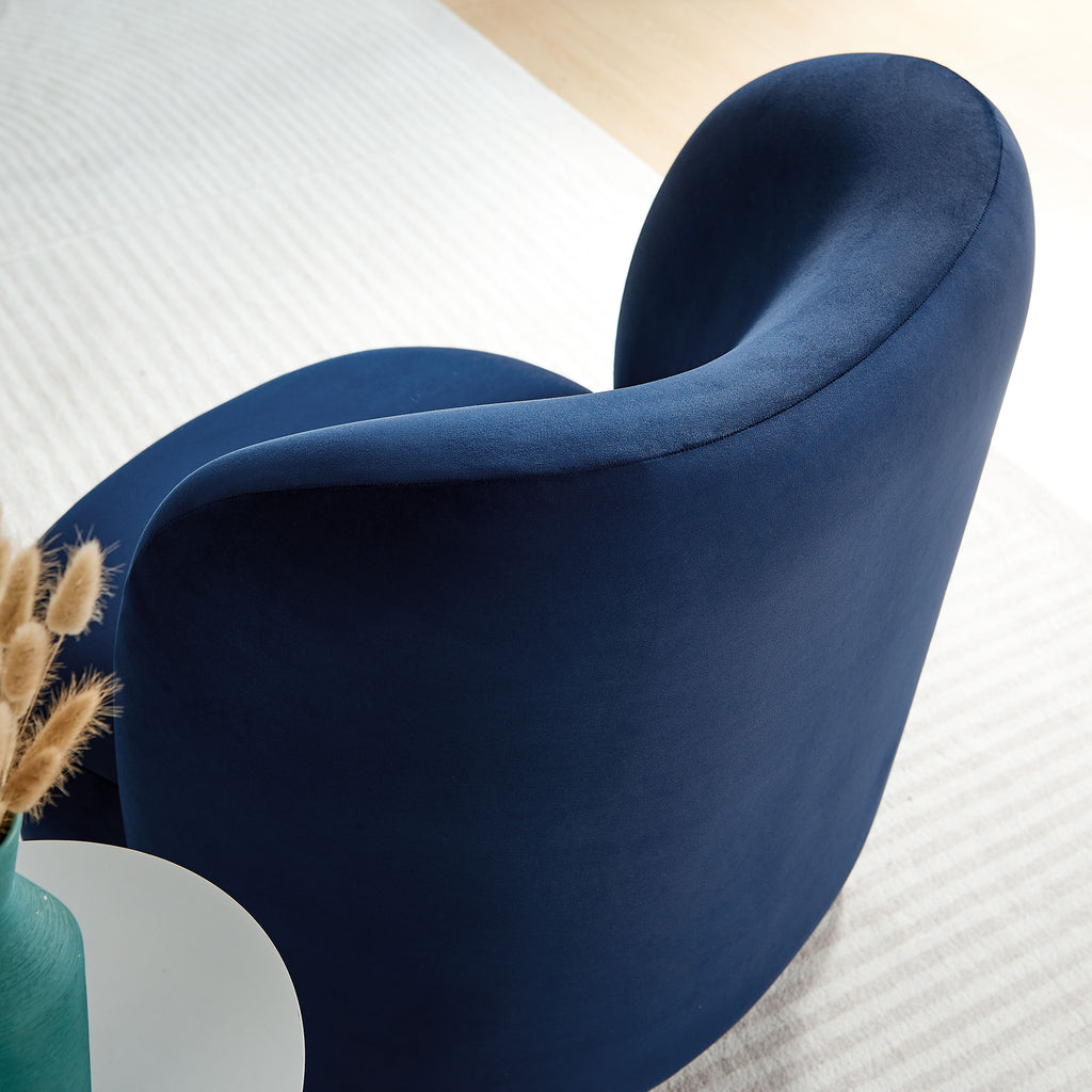 Monroe Performance Velvet Accent Chair - Midnight Blue Walnut