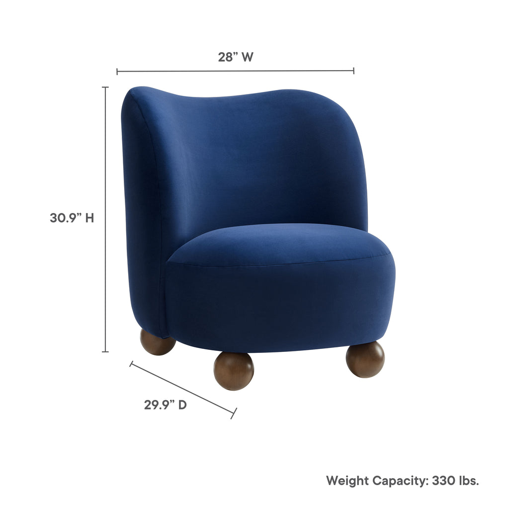 Monroe Performance Velvet Accent Chair - Midnight Blue Walnut
