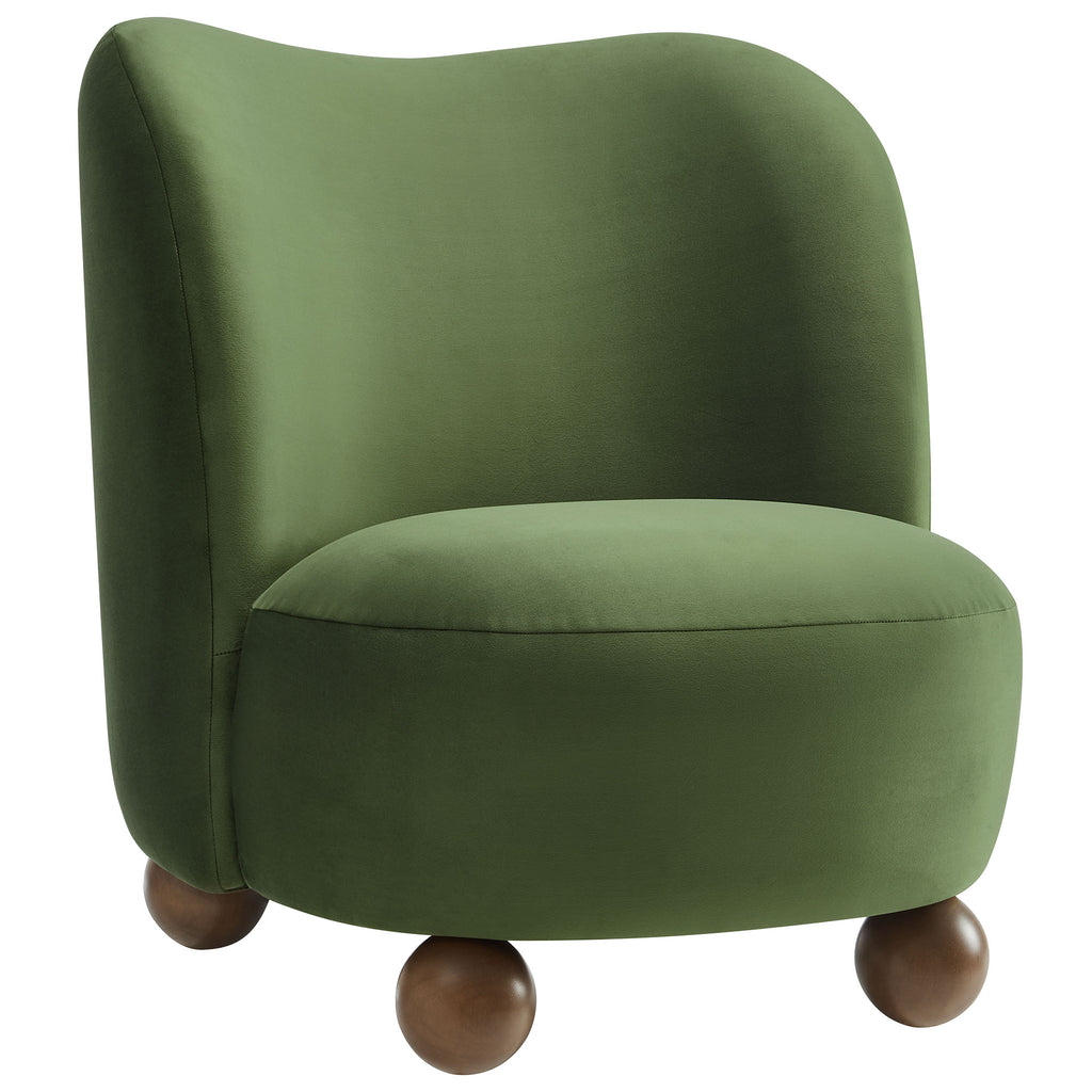 Monroe Performance Velvet Accent Chair - Moss Green Walnut