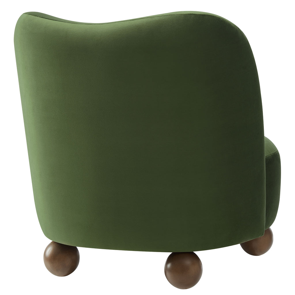 Monroe Performance Velvet Accent Chair - Moss Green Walnut