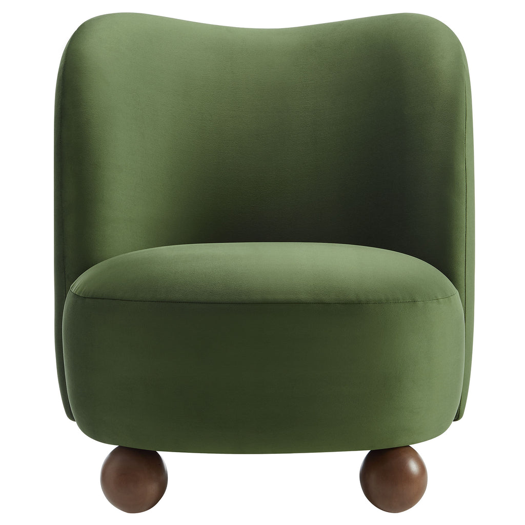 Monroe Performance Velvet Accent Chair - Moss Green Walnut