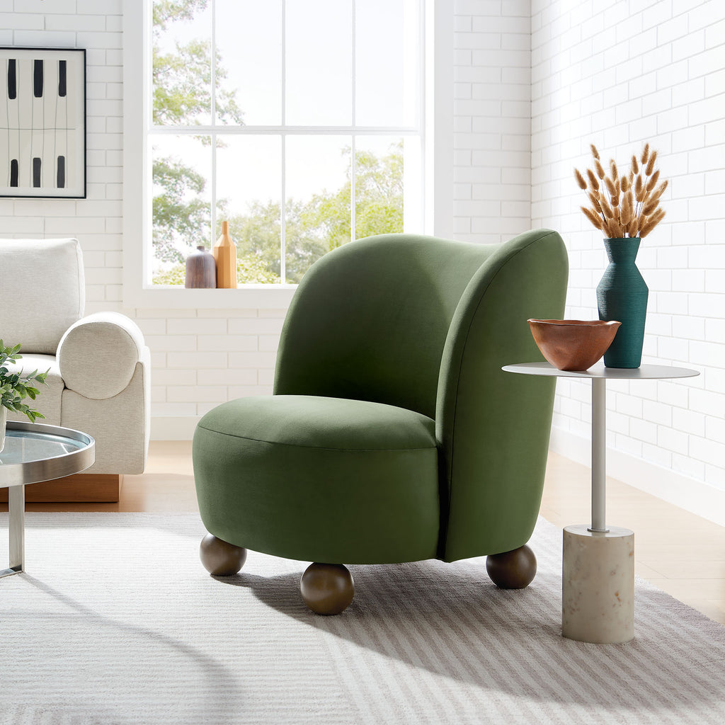 Monroe Performance Velvet Accent Chair - Moss Green Walnut