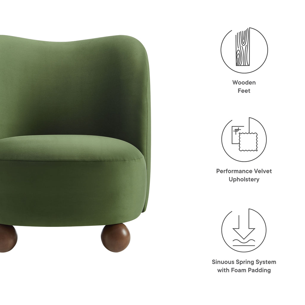 Monroe Performance Velvet Accent Chair - Moss Green Walnut