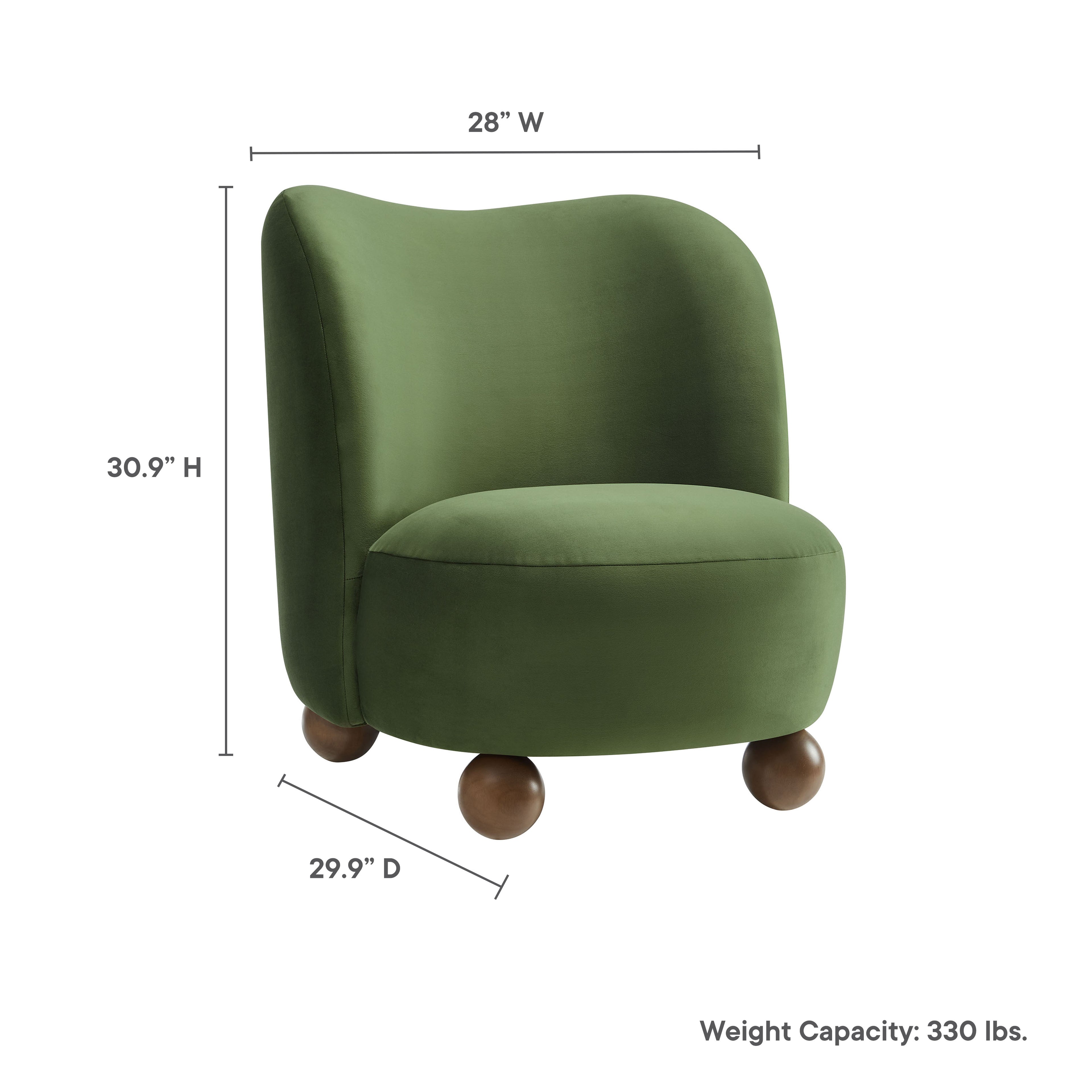 Monroe Performance Velvet Accent Chair - Moss Green Walnut