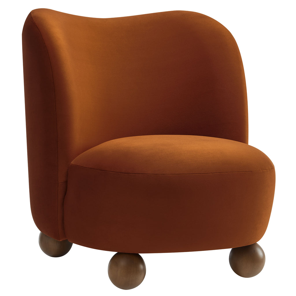 Monroe Performance Velvet Accent Chair - Rust Walnut