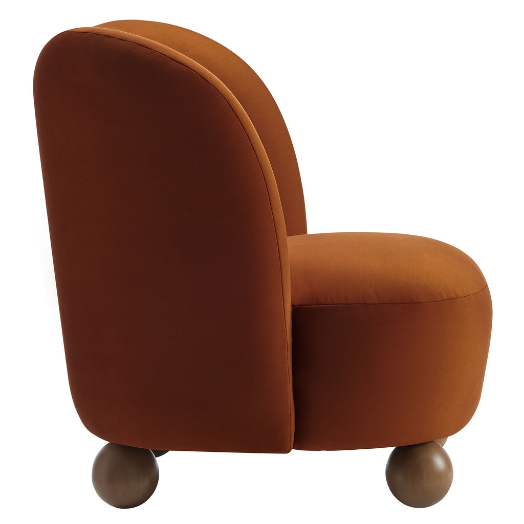 Monroe Performance Velvet Accent Chair - Rust Walnut