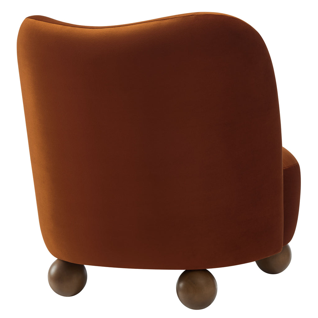 Monroe Performance Velvet Accent Chair - Rust Walnut