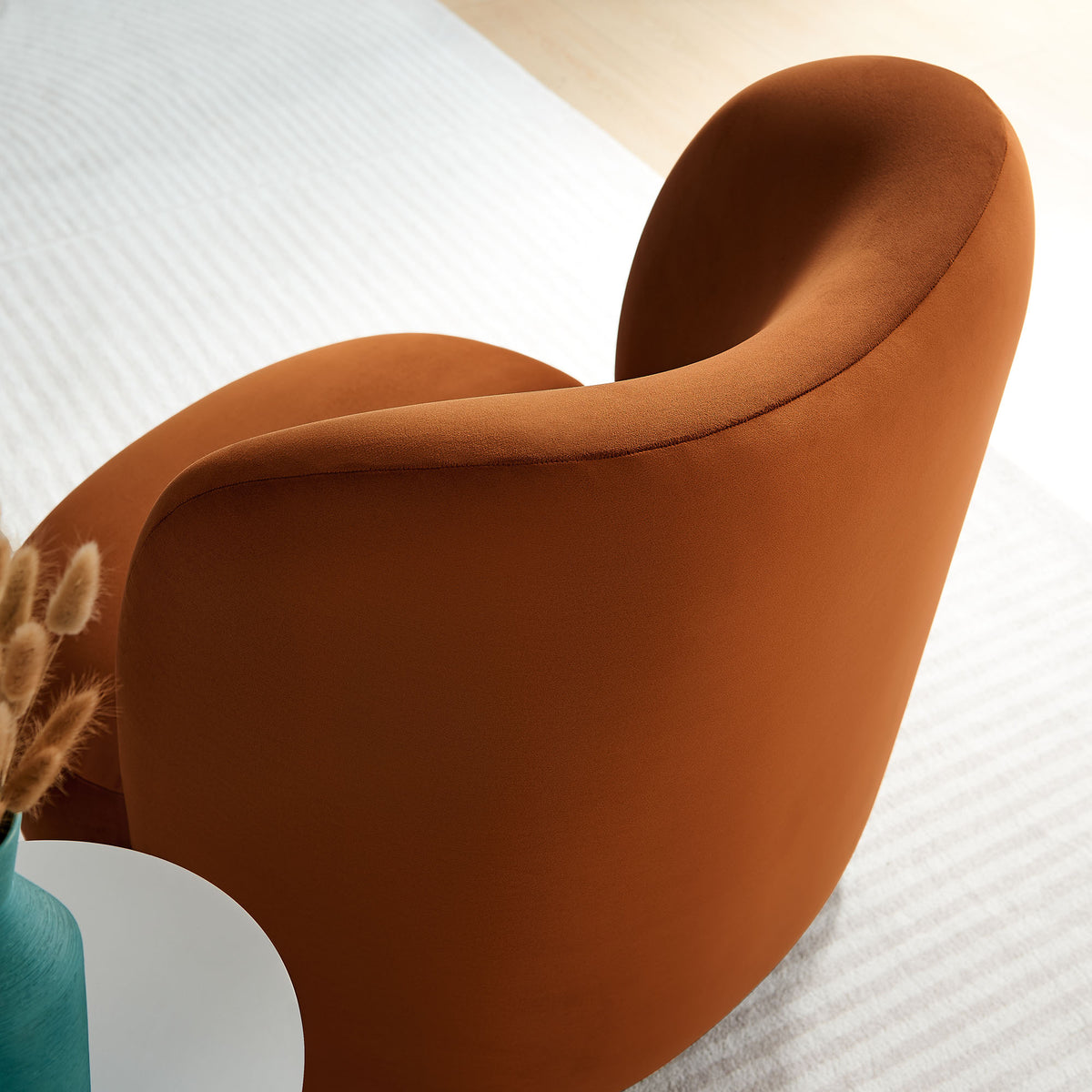Monroe Performance Velvet Accent Chair - Rust Walnut