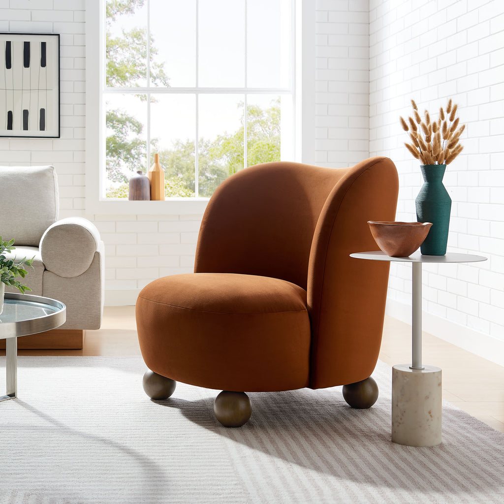 Monroe Performance Velvet Accent Chair - Rust Walnut