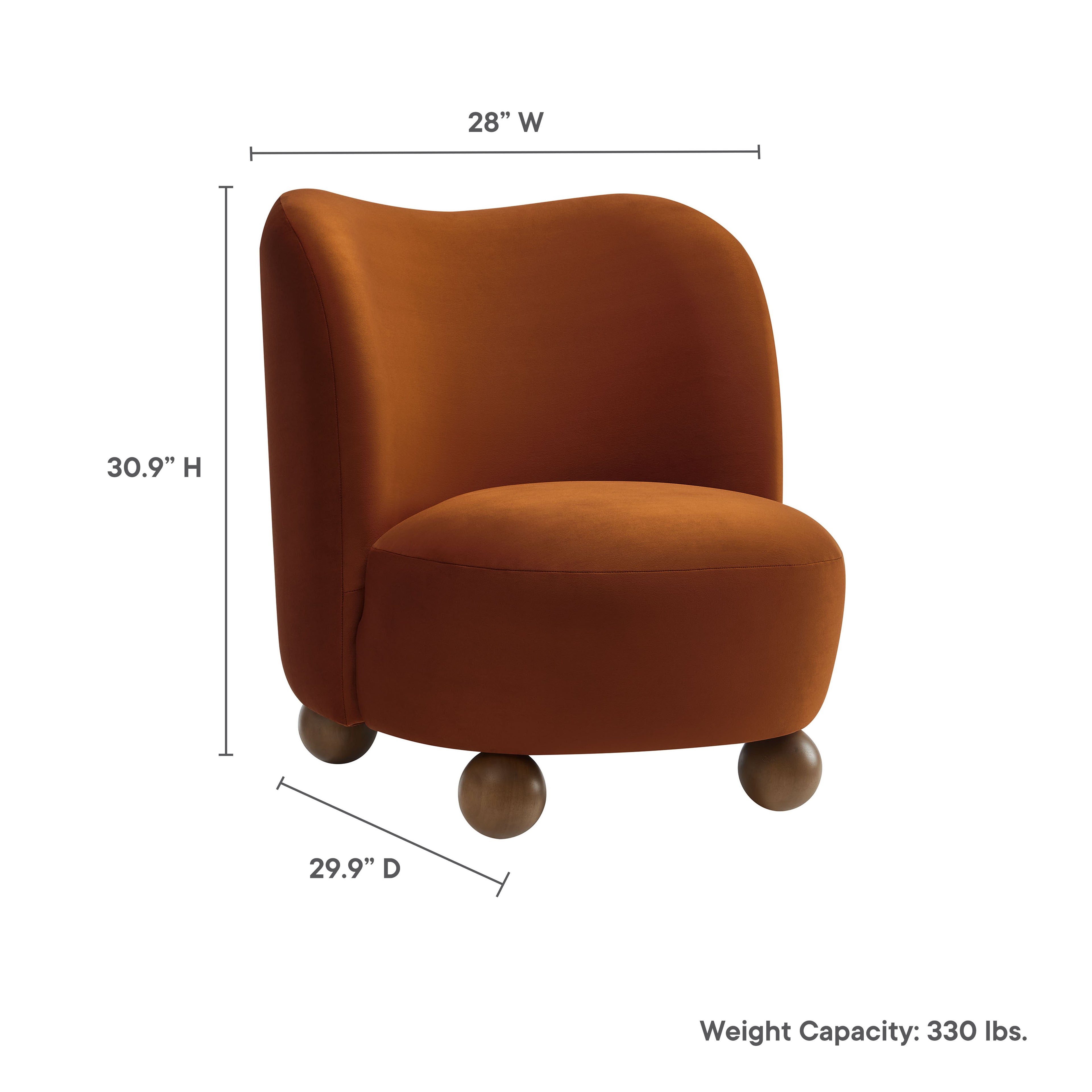 Monroe Performance Velvet Accent Chair - Rust Walnut