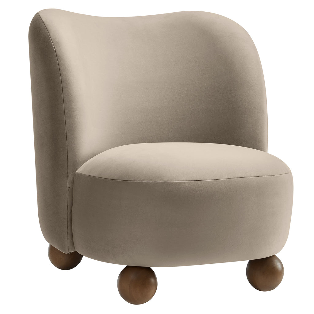 Monroe Performance Velvet Accent Chair - Taupe Walnut