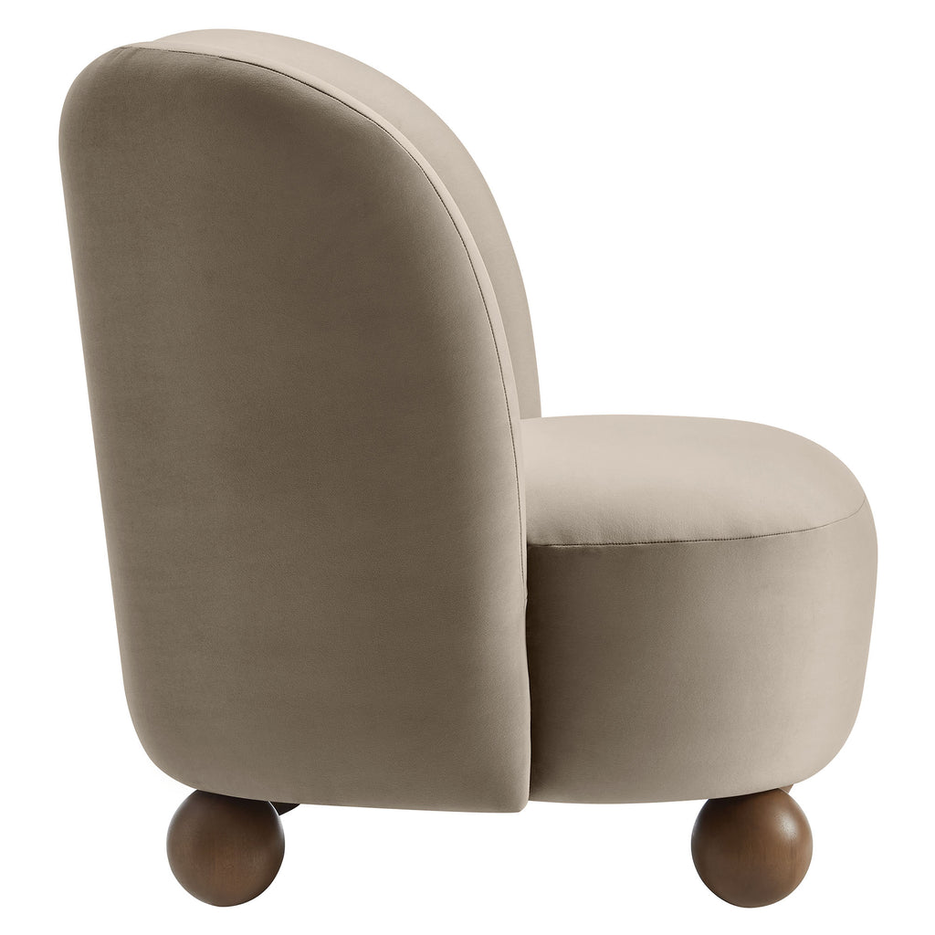 Monroe Performance Velvet Accent Chair - Taupe Walnut