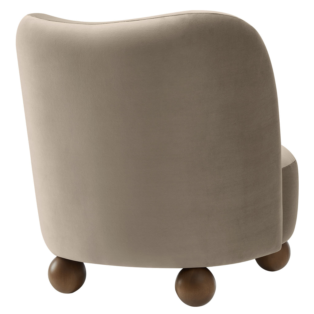 Monroe Performance Velvet Accent Chair - Taupe Walnut