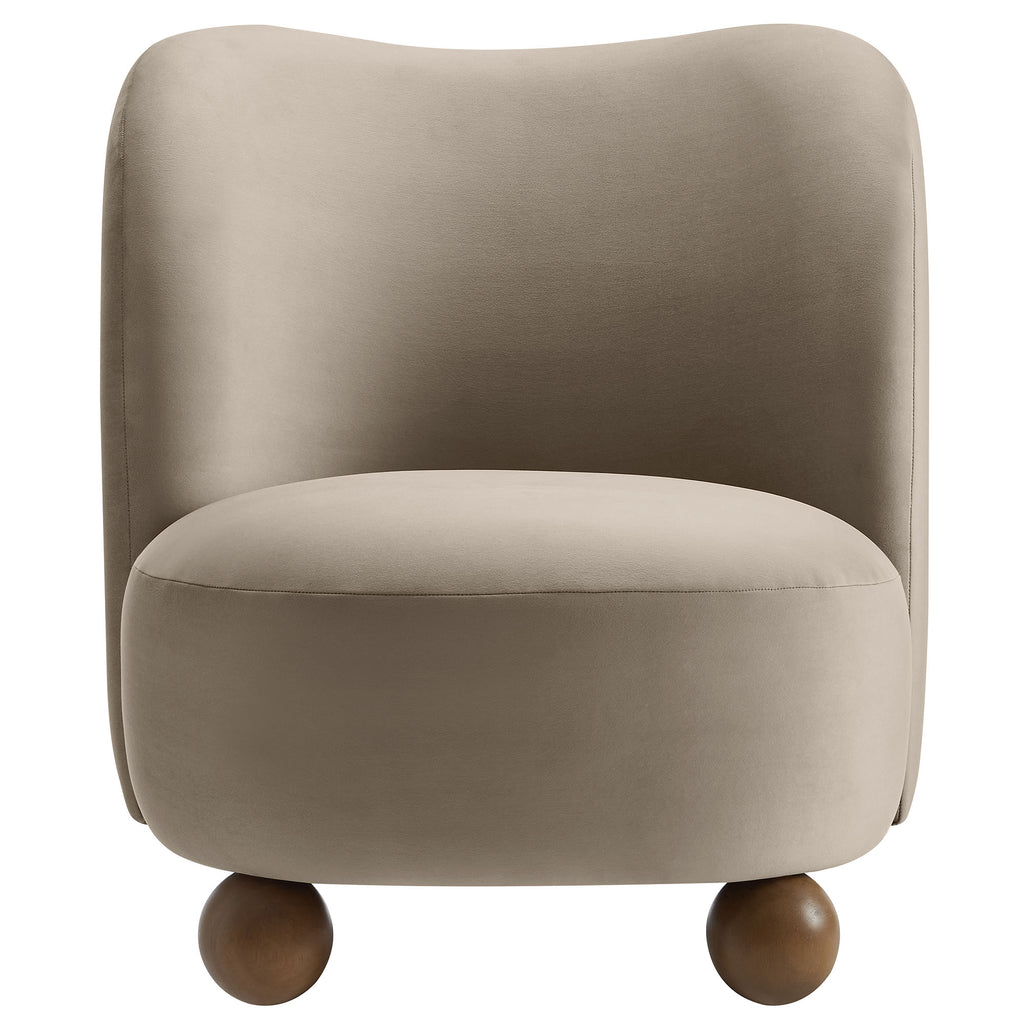 Monroe Performance Velvet Accent Chair - Taupe Walnut