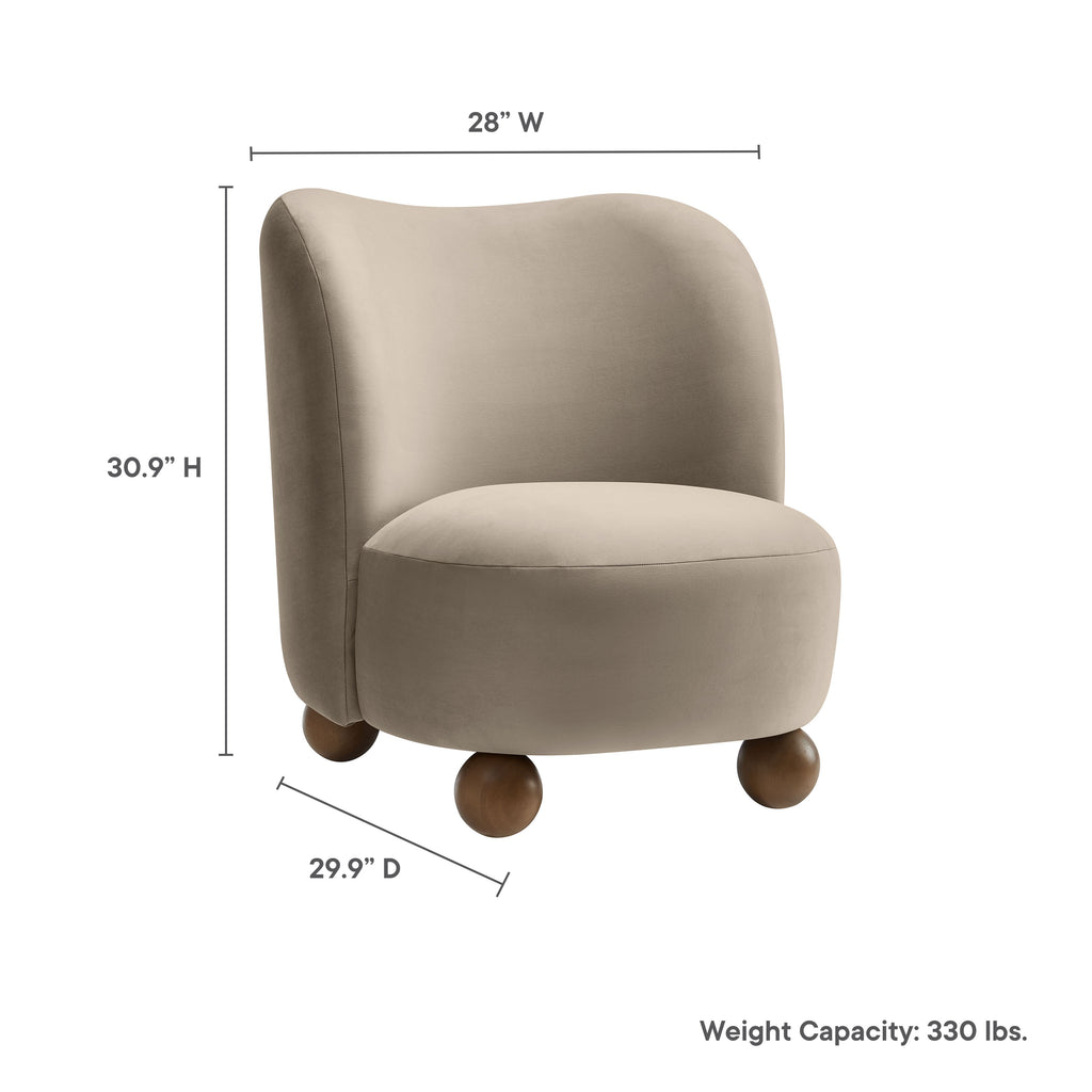 Monroe Performance Velvet Accent Chair - Taupe Walnut