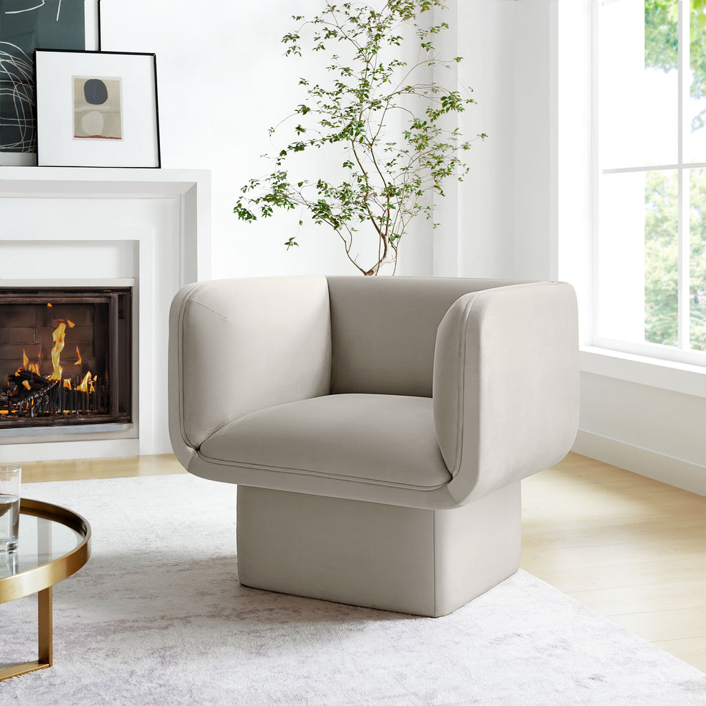 Tate Performance Velvet Accent Chair - Almond