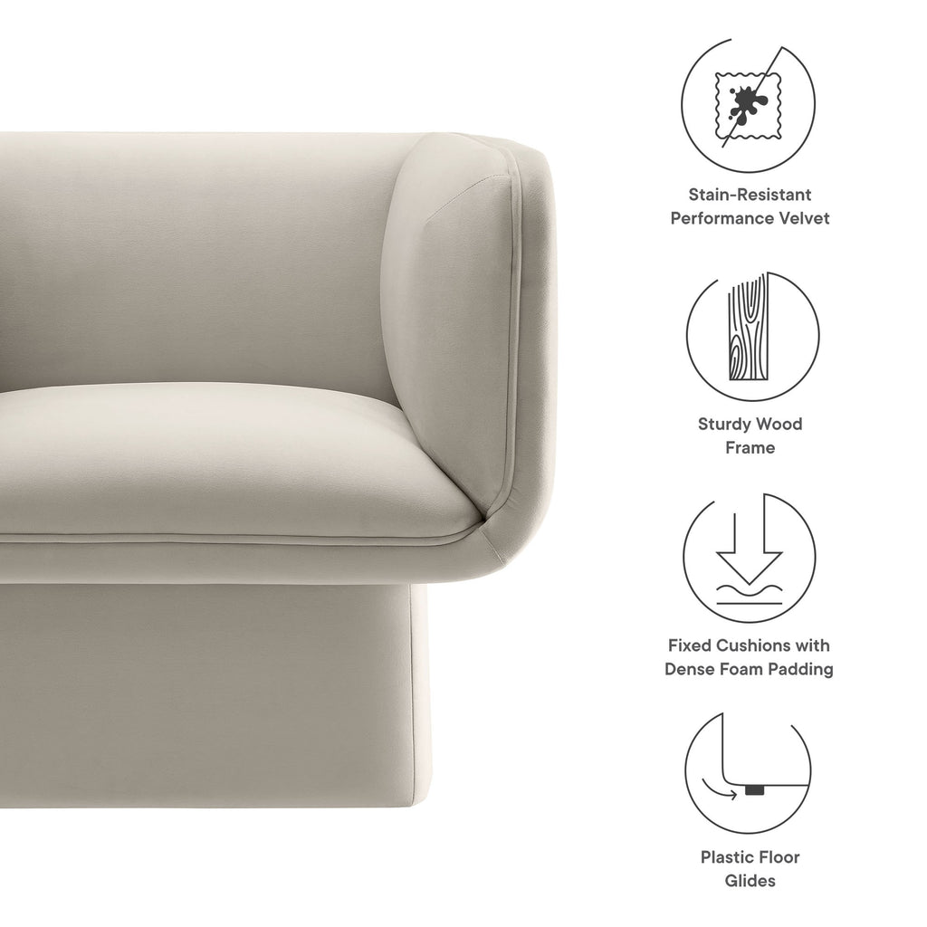 Tate Performance Velvet Accent Chair - Almond