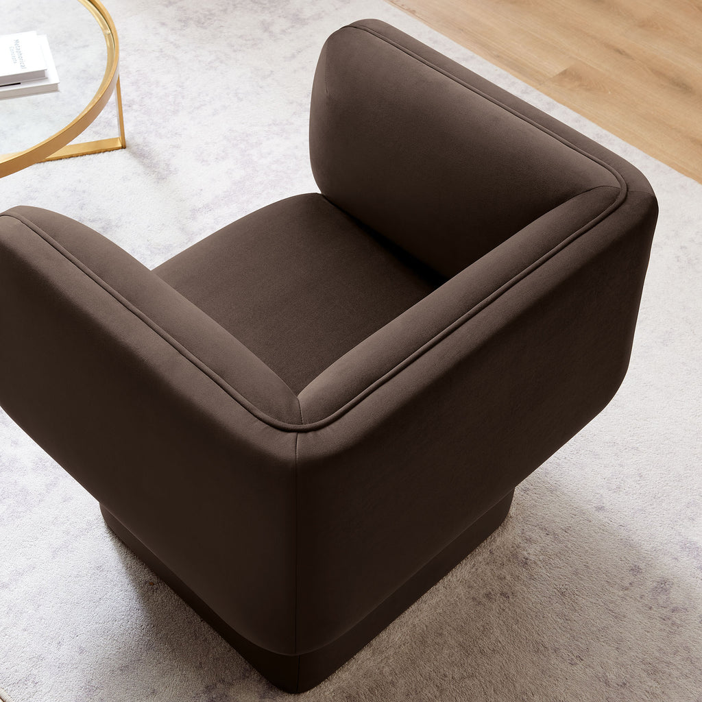 Tate Performance Velvet Accent Chair - Chocolate Brown