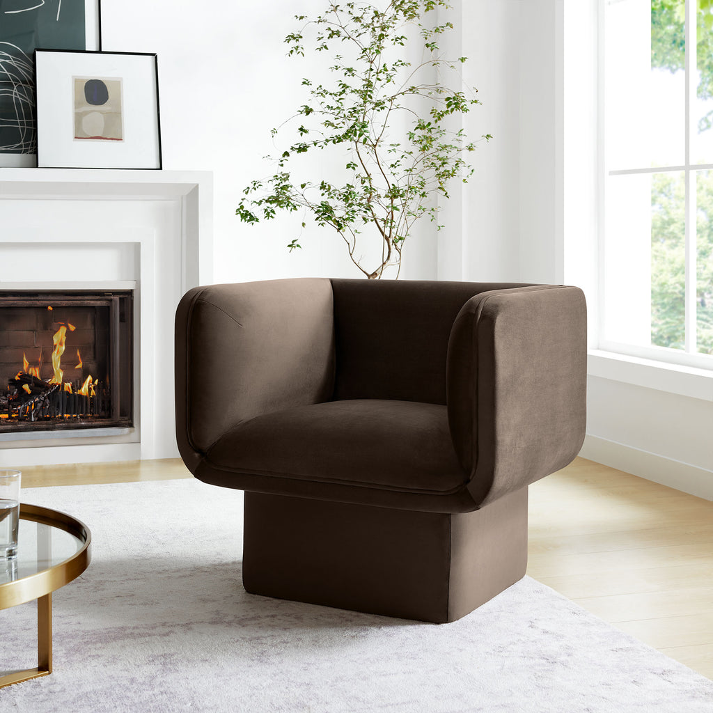 Tate Performance Velvet Accent Chair - Chocolate Brown