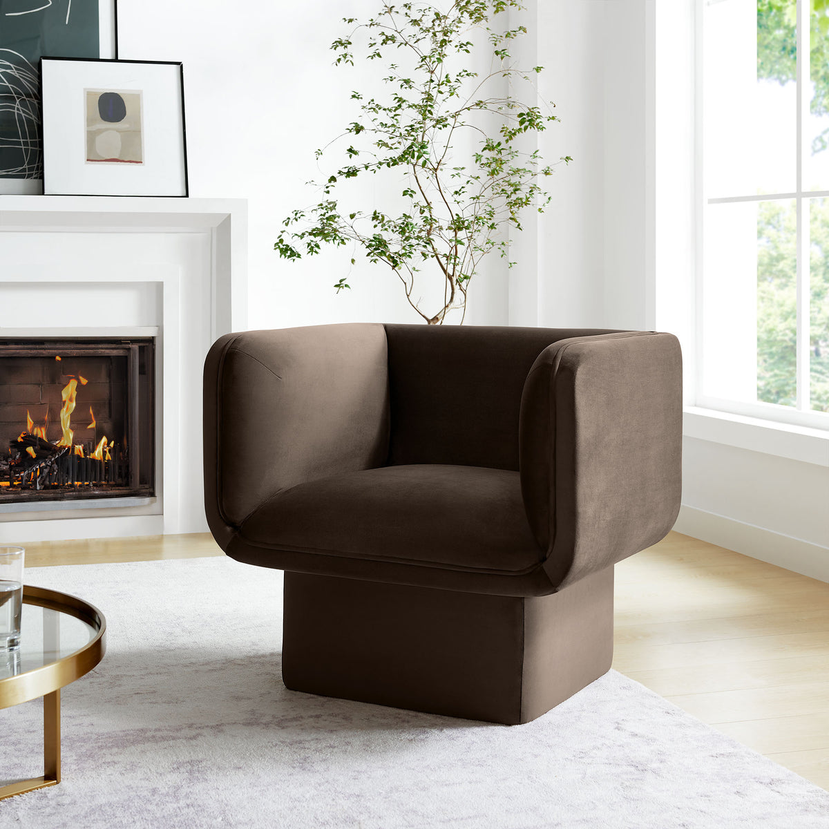 Tate Performance Velvet Accent Chair - Chocolate Brown