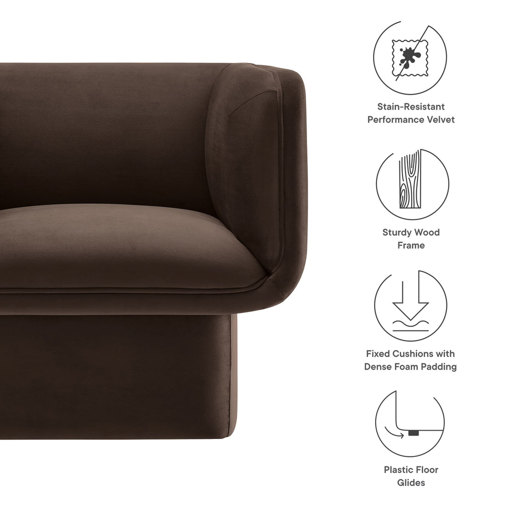 Tate Performance Velvet Accent Chair - Chocolate Brown