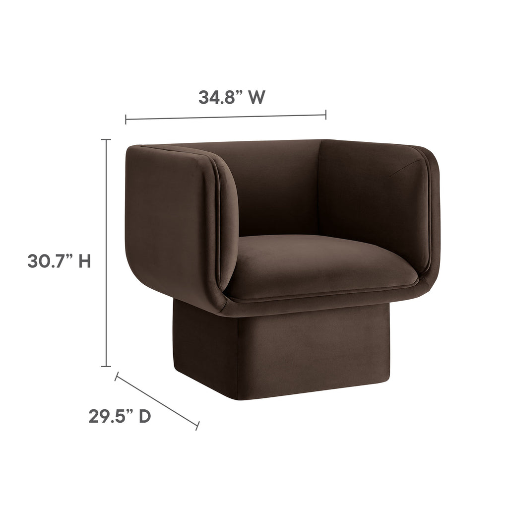 Tate Performance Velvet Accent Chair - Chocolate Brown