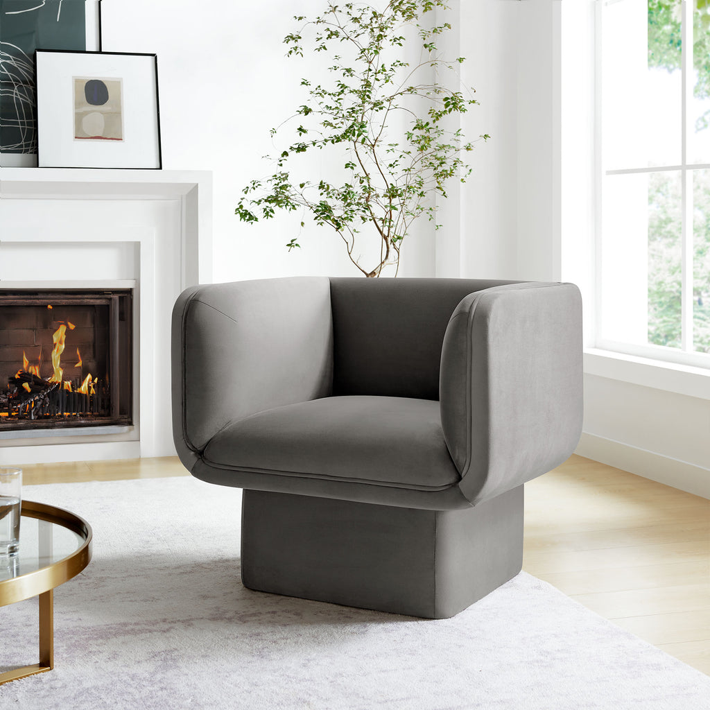 Tate Performance Velvet Accent Chair - Storm Gray