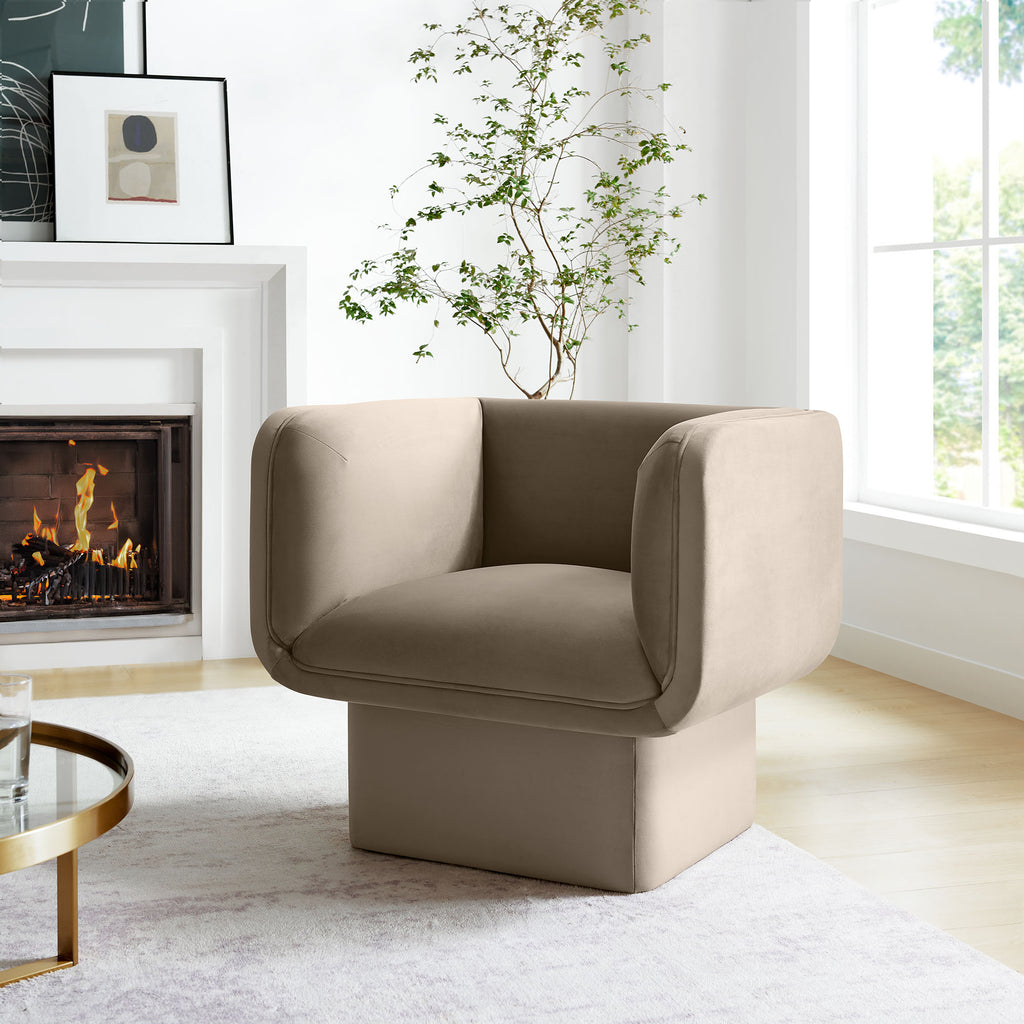 Tate Performance Velvet Accent Chair - Taupe