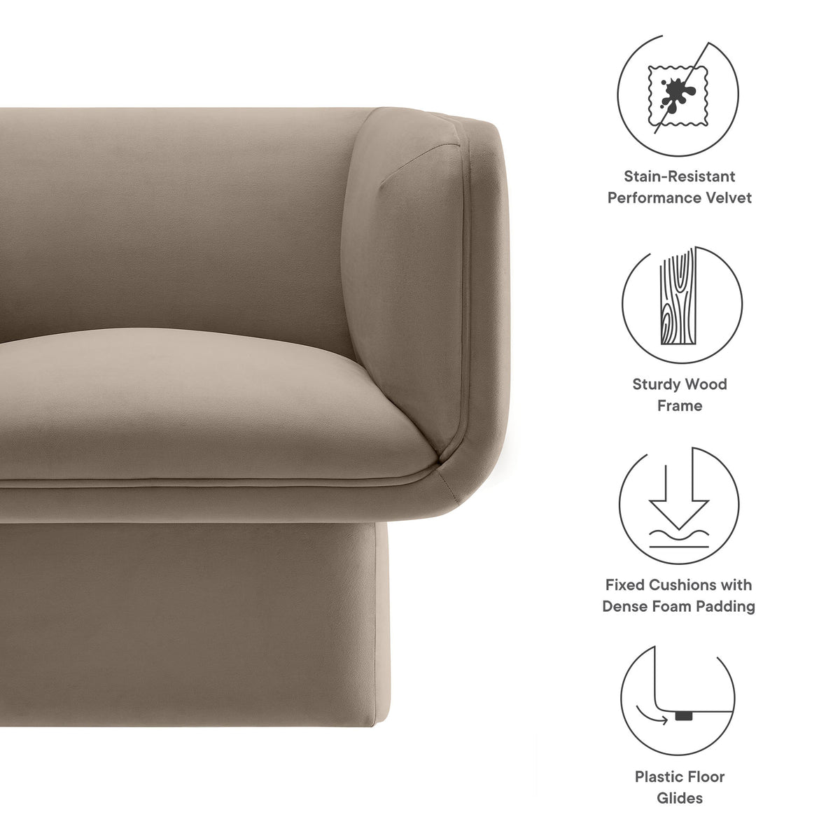 Tate Performance Velvet Accent Chair - Taupe