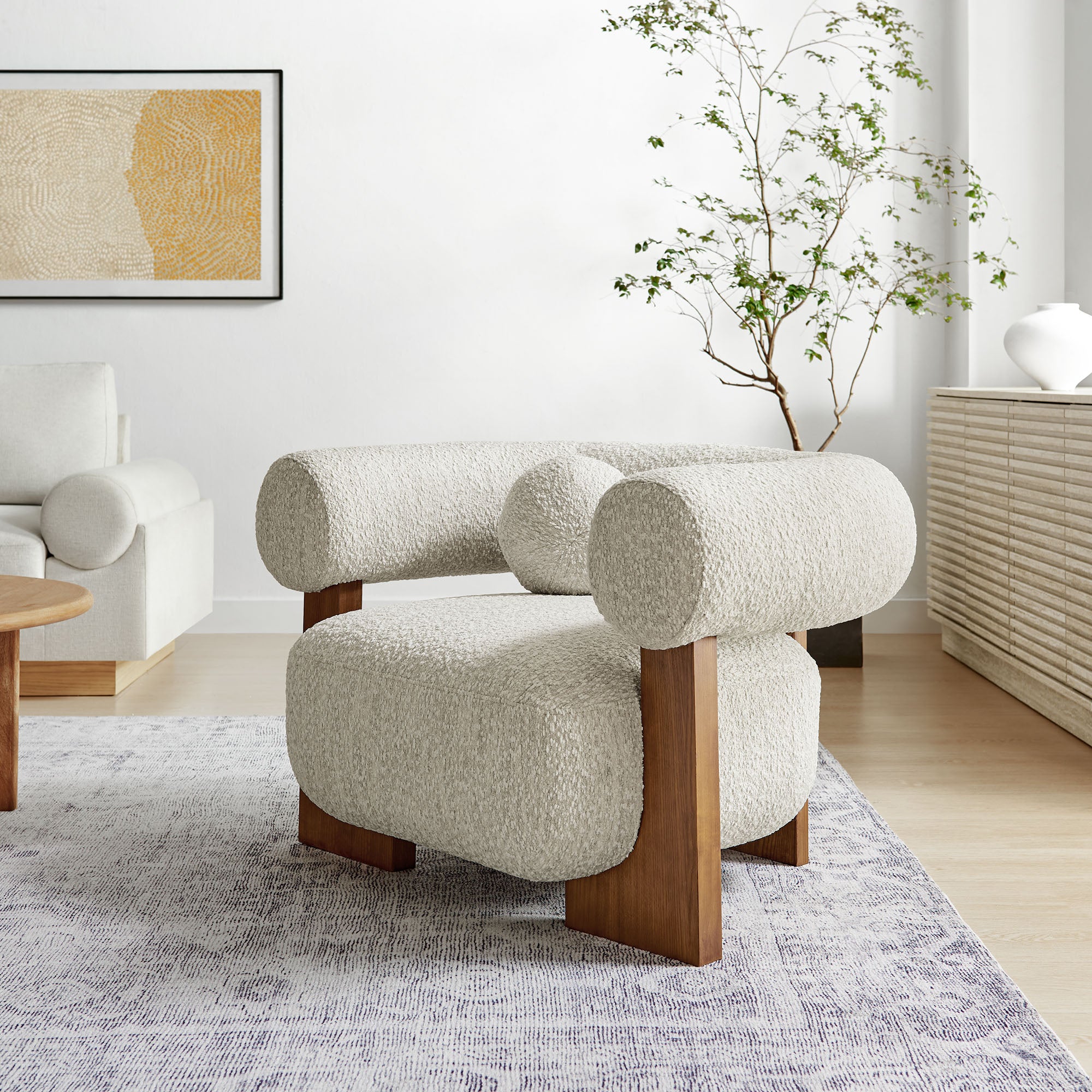 Jace Boucle Accent Chair - Pearl