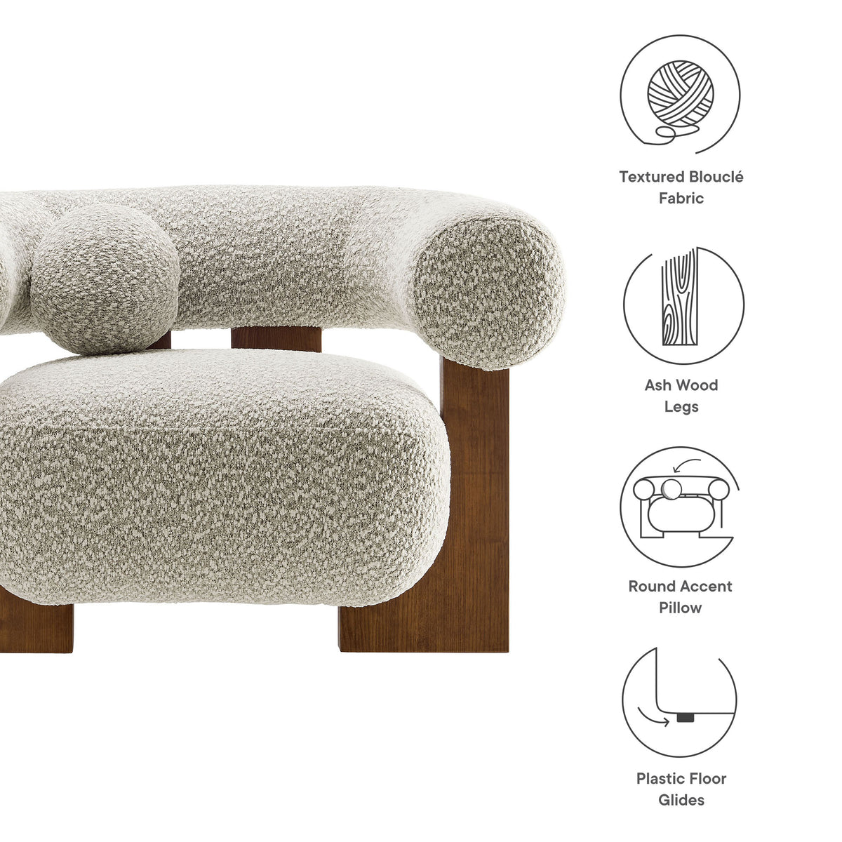 Jace Boucle Accent Chair - River Rock