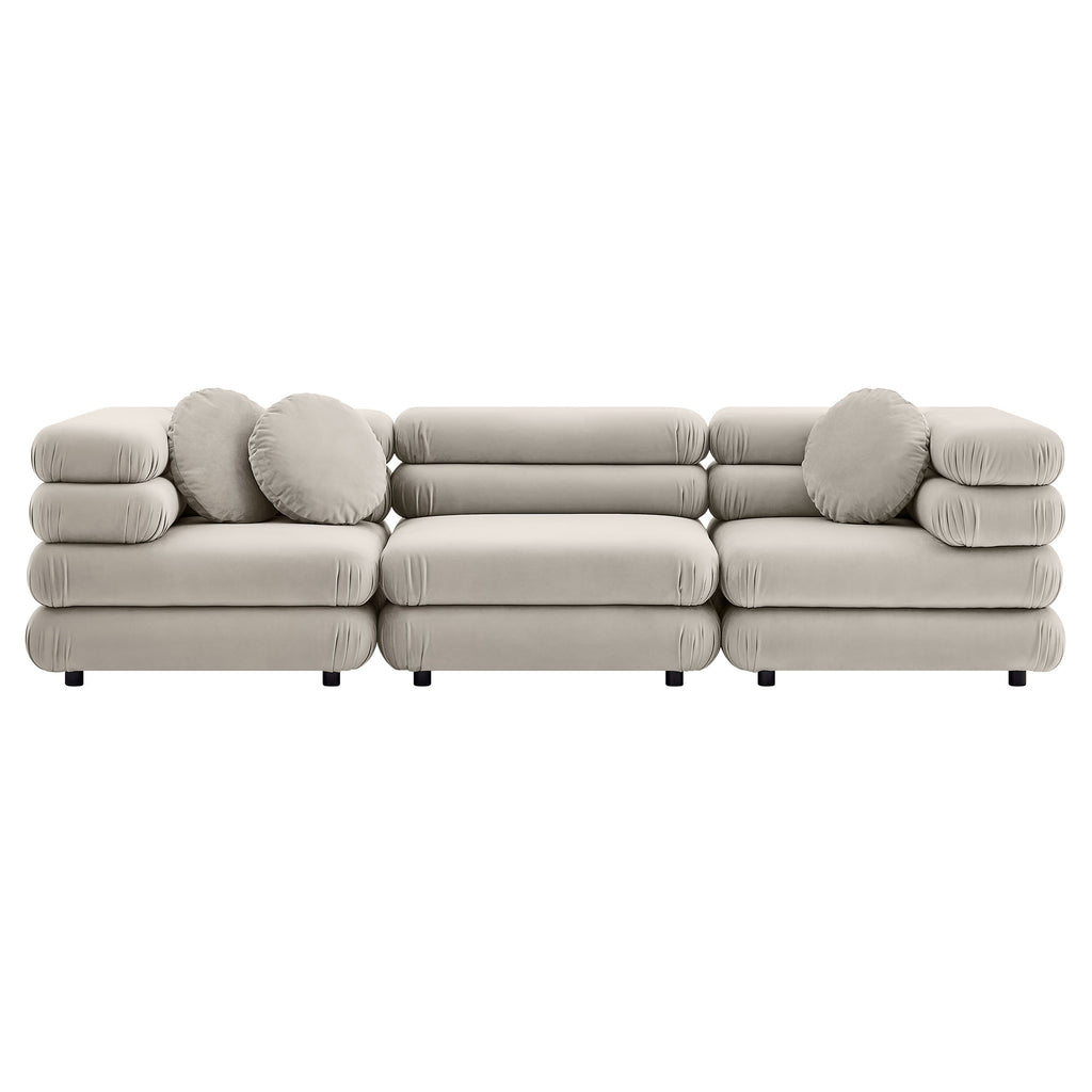Jubilee 3-Piece Modular Performance Velvet Sectional Sofa - Almond