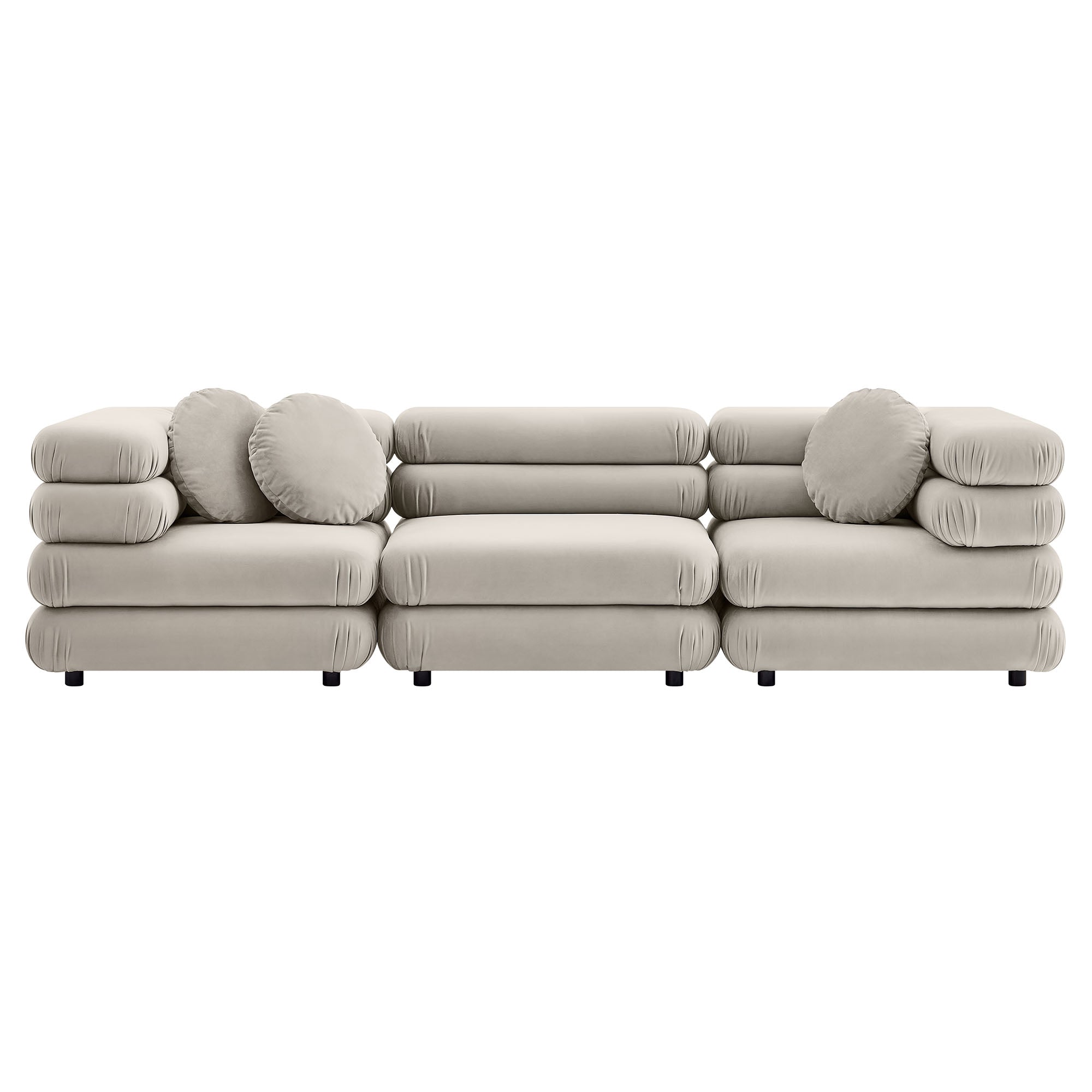 Jubilee 3-Piece Modular Performance Velvet Sectional Sofa - Almond