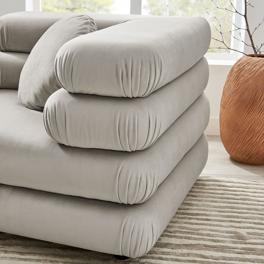 Jubilee 3-Piece Modular Performance Velvet Sectional Sofa - Almond