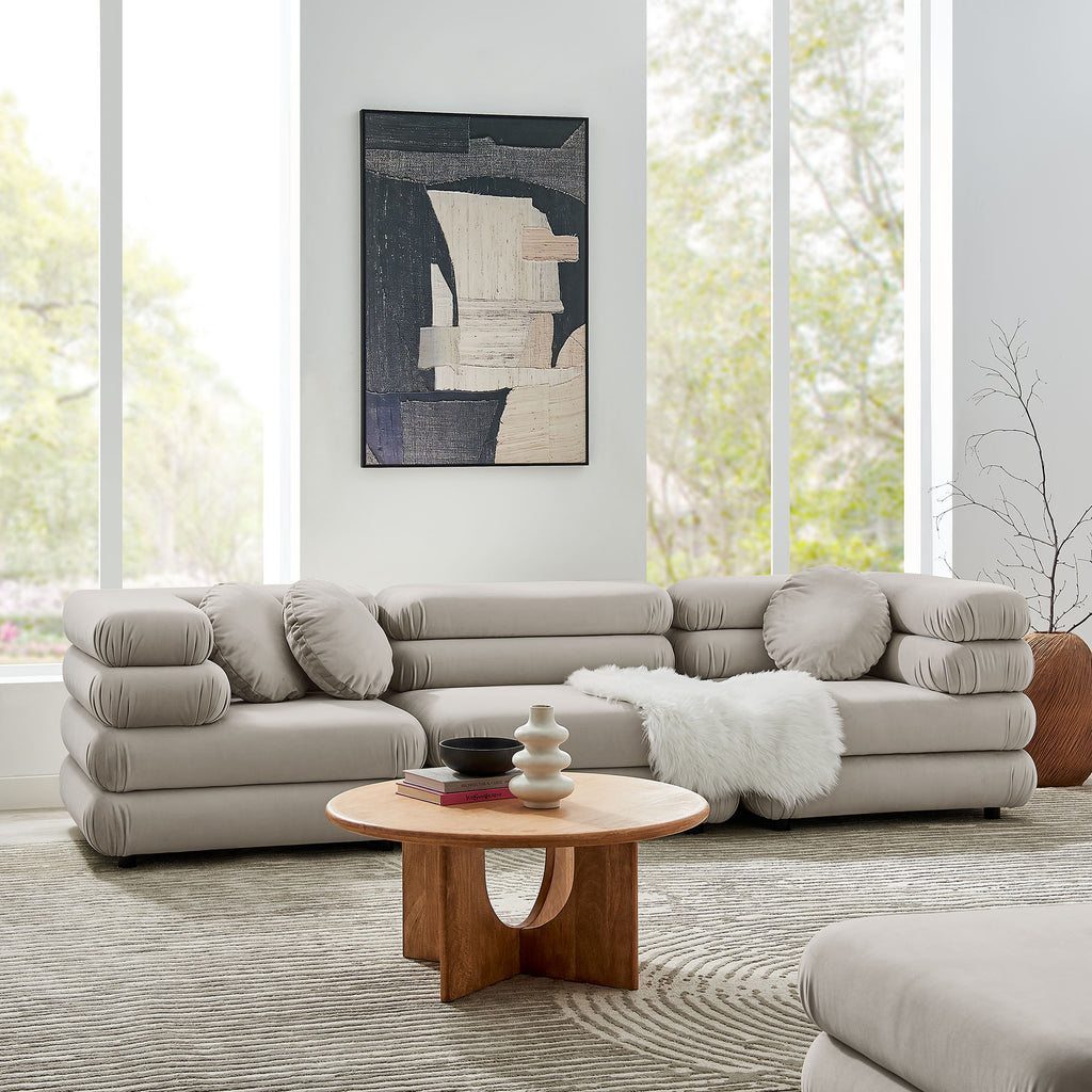 Jubilee 3-Piece Modular Performance Velvet Sectional Sofa - Almond