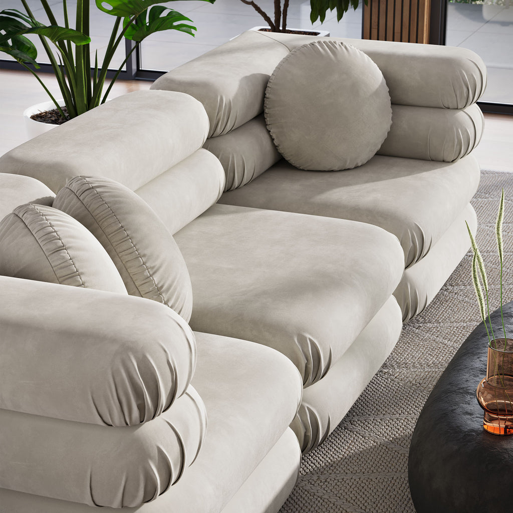 Jubilee 3-Piece Modular Performance Velvet Sectional Sofa - Almond