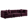 Jubilee 3-Piece Modular Performance Velvet Sectional Sofa - Mulberry