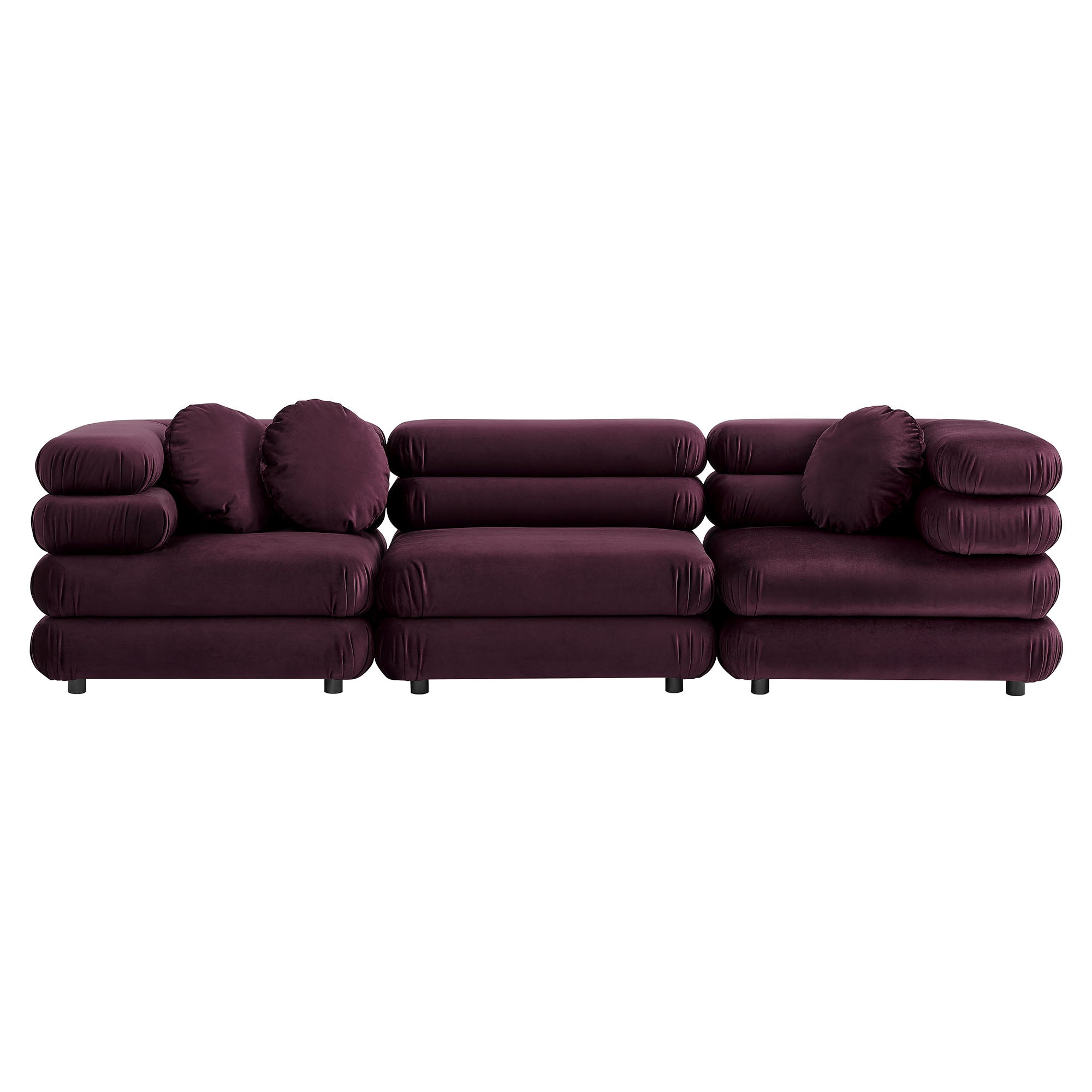 Jubilee 3-Piece Modular Performance Velvet Sectional Sofa - Mulberry