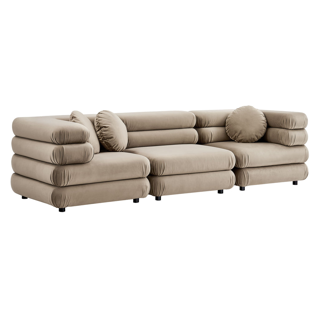 Jubilee 3-Piece Modular Performance Velvet Sectional Sofa - Taupe